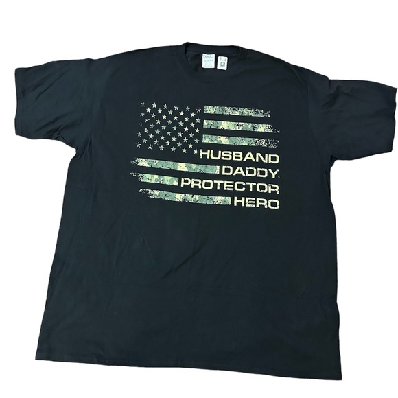 Camo American Flag Short Sleeve Classic Polyester Black Mens 2XL T-Shirt New - Picture 1 of 5